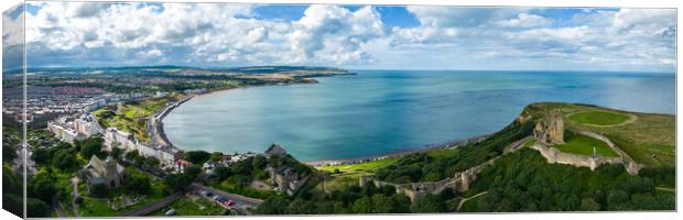 Scarborough Castle to North Bay Canvas Print by Apollo Aerial Photography