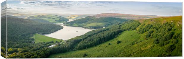 Ladybower Reservoir and Dam Panorama Canvas Print by Apollo Aerial Photography