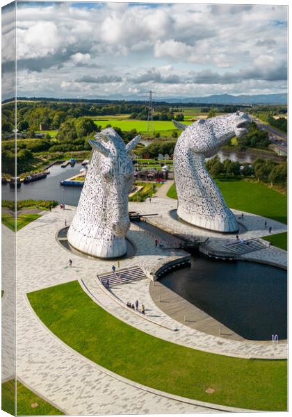 Kelpies Sculpture Falkirk Canvas Print by Apollo Aerial Photography