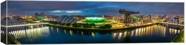 Glasgow Waterfront Night Panorama Canvas Print by Apollo Aerial Photography