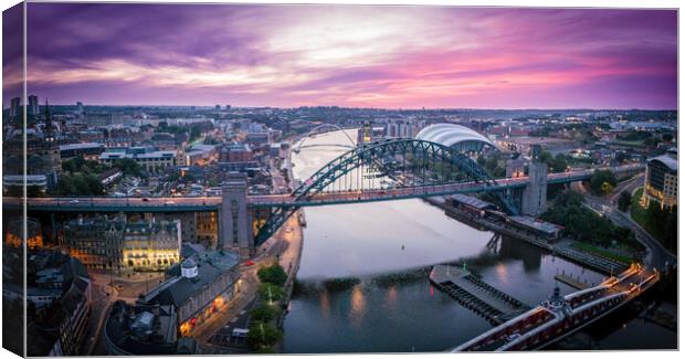 Tyne Bridges at Dawn Canvas Print by Apollo Aerial Photography