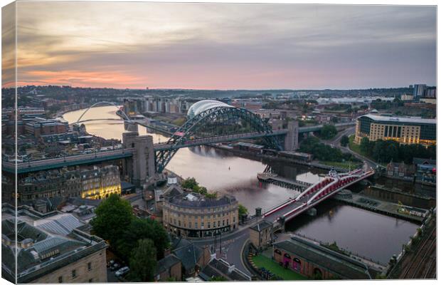Newcastle Bridges on the Tyne Canvas Print by Apollo Aerial Photography