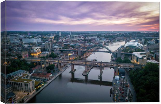 Sunrise over the Tyne Bridges Canvas Print by Apollo Aerial Photography