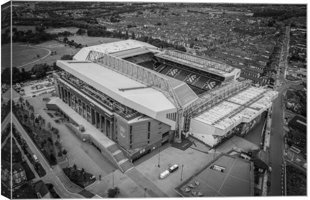 Anfield Stadium Mono Canvas Print by Apollo Aerial Photography