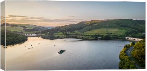 Ladybower At Sunset Canvas Print by Apollo Aerial Photography