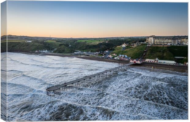 Saltburn Pier Kissed By The Waves Canvas Print by Apollo Aerial Photography