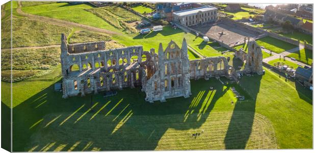 Whitby Abbey shadows  Canvas Print by Apollo Aerial Photography