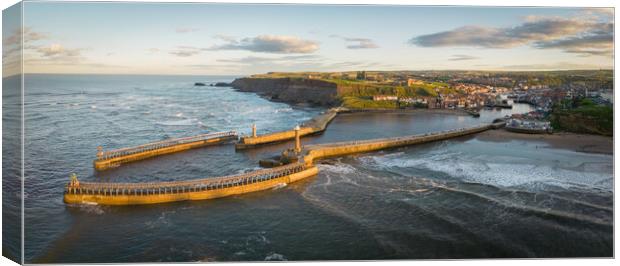 Whitby Sea Walls Canvas Print by Apollo Aerial Photography