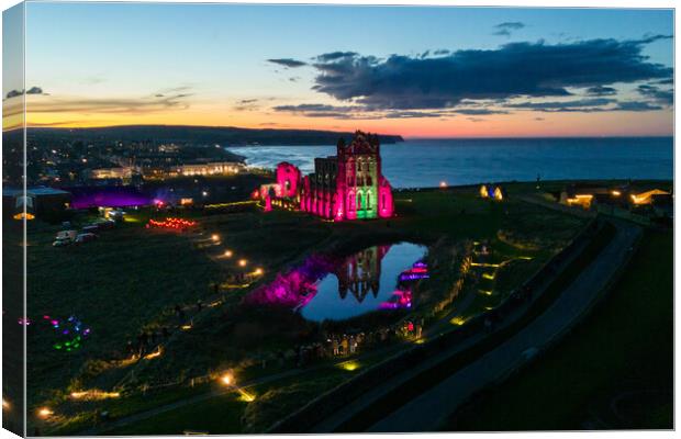 Whitby Abbey After Dark Canvas Print by Apollo Aerial Photography