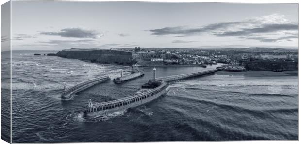 Whitby Black and White Canvas Print by Apollo Aerial Photography