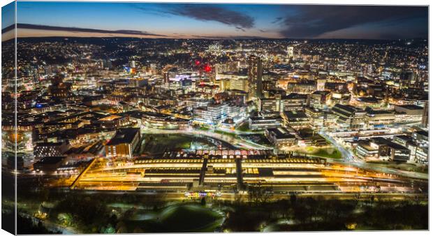Sheffield Lit Up Canvas Print by Apollo Aerial Photography