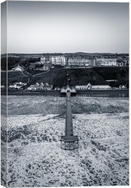 Saltburn By The Sea Pier Black and White Canvas Print by Apollo Aerial Photography