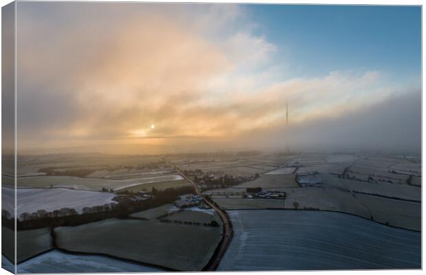 Emley Moor Winters Dawn Canvas Print by Apollo Aerial Photography