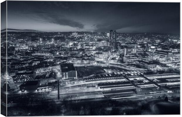 sheffield skyline in black and white Canvas Print by Apollo Aerial Photography