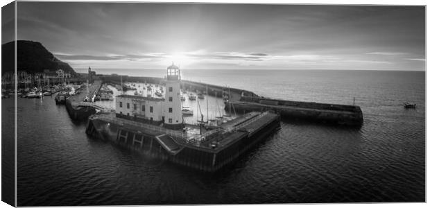 Scarborough Lighthouse Black and White Canvas Print by Apollo Aerial Photography