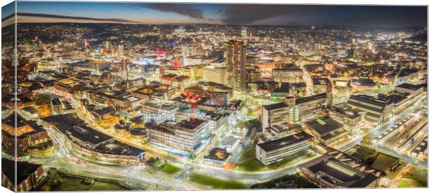 Sheffield Night Cityscape Canvas Print by Apollo Aerial Photography