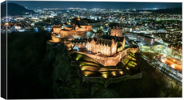 Edinburgh Castle at Night Canvas Print by Apollo Aerial Photography