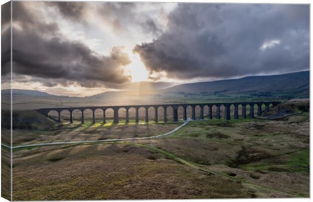 Ribblehead Viaduct Rays of Light Canvas Print by Apollo Aerial Photography