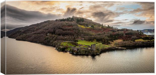 Urquhart Castle Sunset Canvas Print by Apollo Aerial Photography