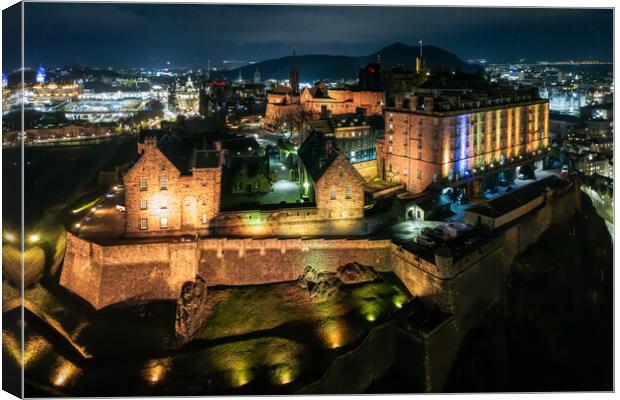 Edinburgh Castle at Night Canvas Print by Apollo Aerial Photography