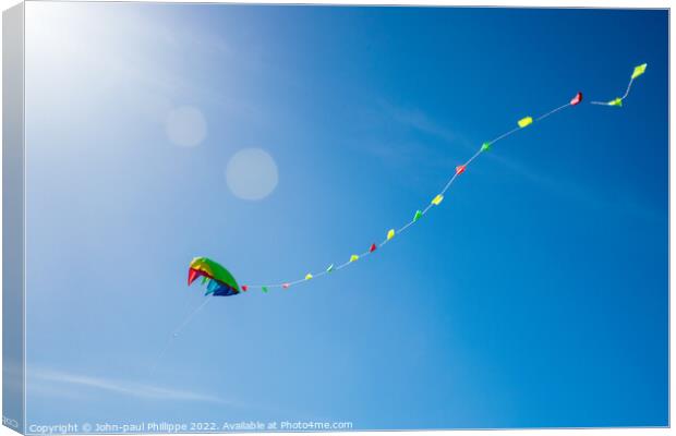 Kite In Blue Summer Sky Canvas Print by John-paul Phillippe