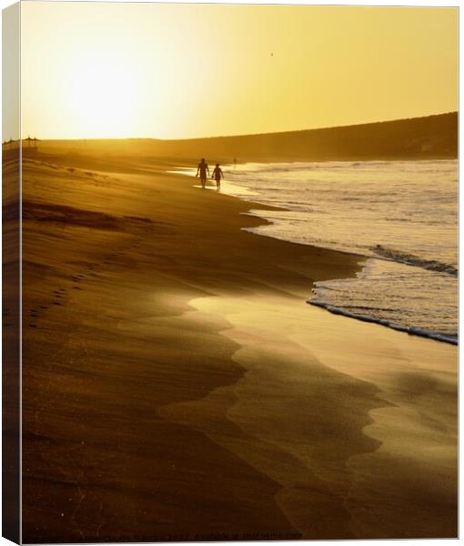Golden sunrise in Las Tejitas beach  Canvas Print by Anne-Claude Maurice