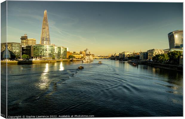 The majestic River Thames bathed in the golden lig Canvas Print by Sophie Lawrence