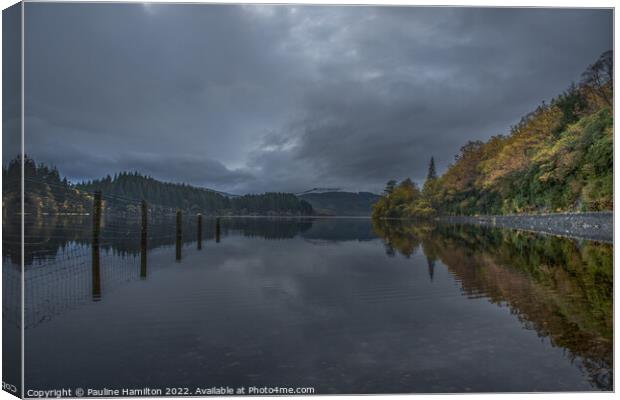 Loch Ard in Scotland at dusk Canvas Print by Pauline Hamilton