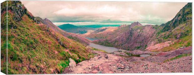 Between Snowdon and Crib Goch, Snowdonia Canvas Print by Adrian Burgess