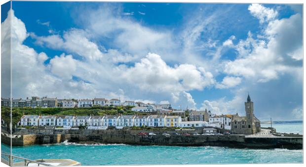 Porthleven Harbour Clock Tower Canvas Print by Adrian Burgess