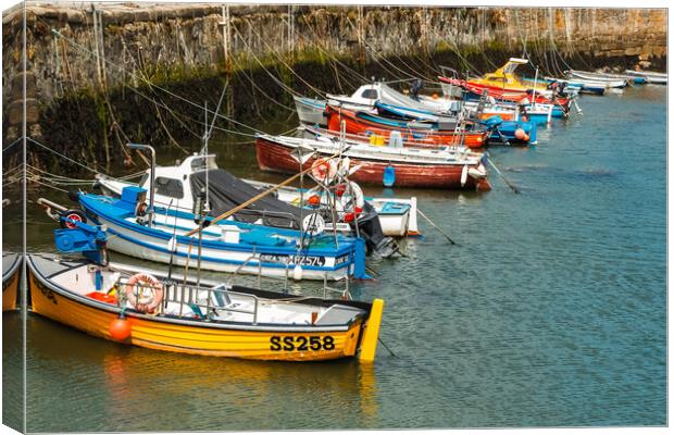 Eleven Boats in Porthleven Harbour Canvas Print by Adrian Burgess