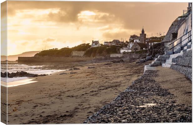 Porthleven Beach and Clock Tower, Cornwall Canvas Print by Adrian Burgess