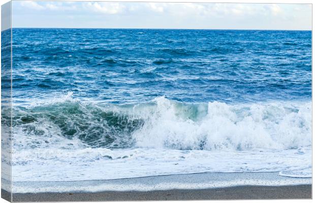 Seascape with Crashing Waves Canvas Print by Adrian Burgess