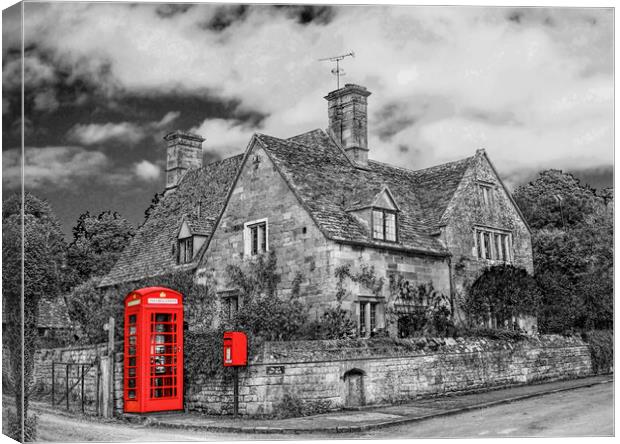 Cotswolds Stanton Phone Box Canvas Print by Zenith Photography