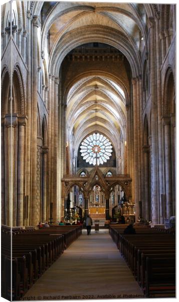 Inside Durham Cathedral Canvas Print by Richard Fairbairn