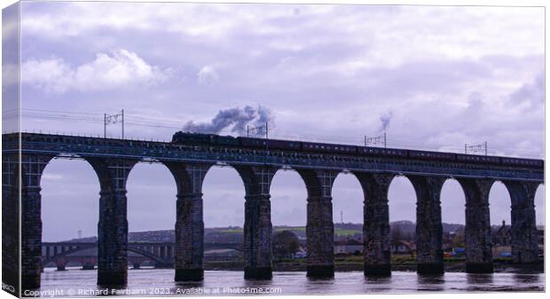 Viaduct With The Flying Scotsman Canvas Print by Richard Fairbairn