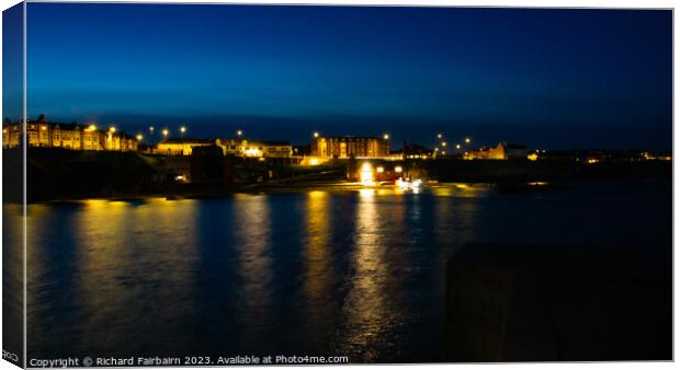 Cullercoats Bay at Night Canvas Print by Richard Fairbairn