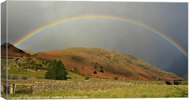 Rainbow over Middle Fell, Wasdale Canvas Print by Nick Unitt