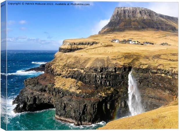 Gasadalur Waterfall Faroe Islands Canvas Print by Patrick Mokuzai