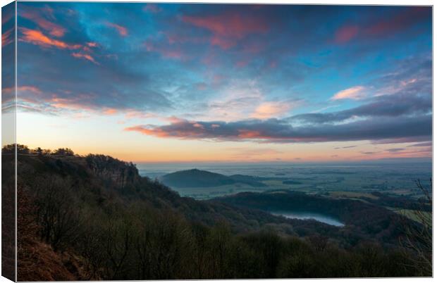 Sutton Bank colourful sky at sunrise Canvas Print by Alan Wise