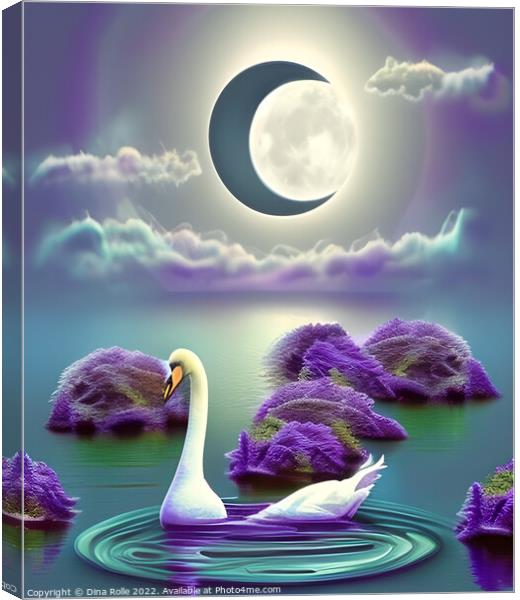 White Swan Floating on a Body of Water Canvas Print by Dina Rolle