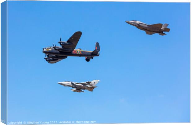Avro Lancaster, Tornado and F35 Lightning Canvas Print by Stephen Young