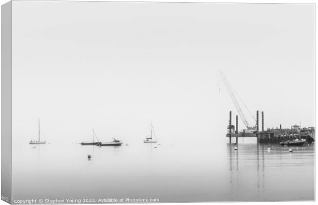 Swanage Bay Sea Mist Canvas Print by Stephen Young