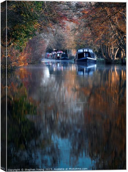Transitional Beauty: Kennet and Avon Canal in Late Autumn Canvas Print by Stephen Young