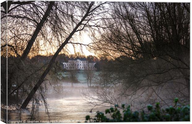 Dawn on the River Kennet Canvas Print by Stephen Young