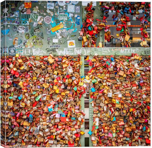 Love Padlocks on the Hohenzollern Bridge, Cologne, Germany Canvas Print by Stephen Young