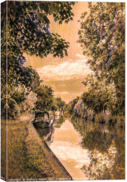 Peaceful Evening On The Canal. Canvas Print by Anthony Moore