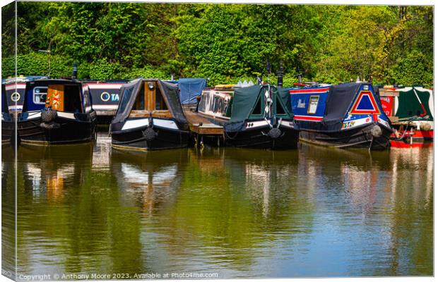  Canal Boats at Braunston Marina Canvas Print by Anthony Moore