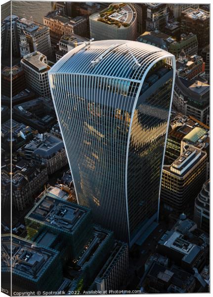 Aerial Walkie Talkie London skyscraper building Canvas Print by Spotmatik 