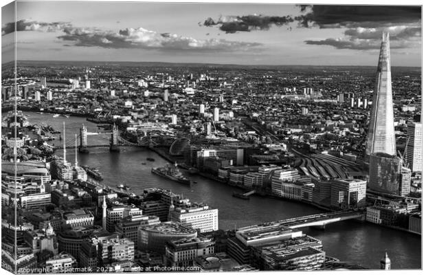 Aerial London business district Shard Thames Canvas Print by Spotmatik 